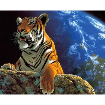 

GATYZTORY DIY HandPainted Oil Painting Paint By Numbers For Adults Children Tiger Animal Picture Paint Home Decoration Unique