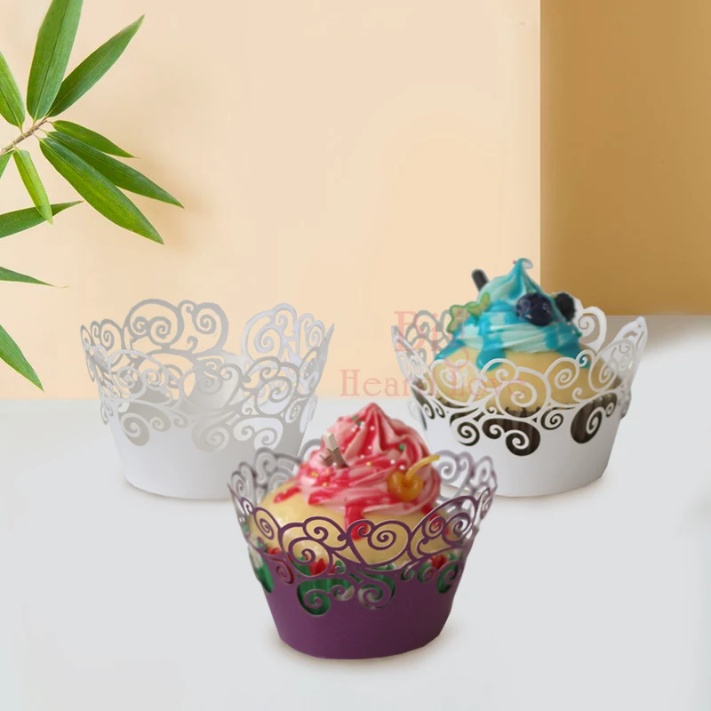 

25pcs/lot Hollow Out Vines Cupcake Wrappers Laser Cut Cake Edge Cake Dessert Surrounding Edge Wedding Birthday Party Decor