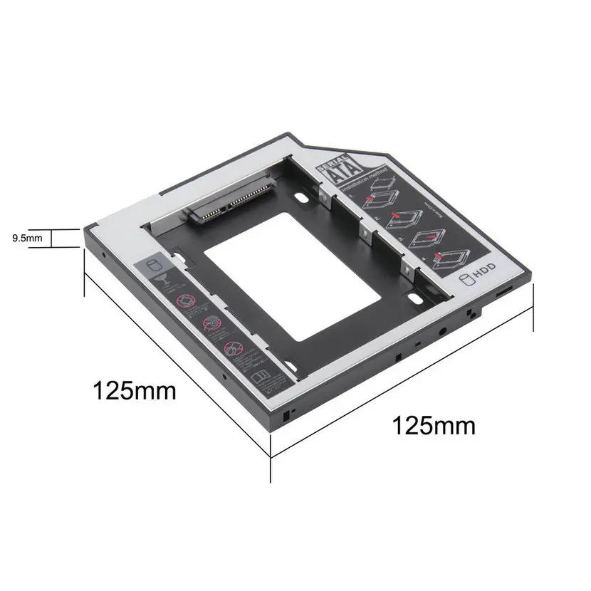 Универсальный 2,5 2nd 9,5 мм Ssd Hd SATA жесткий диск HDD Caddy адаптер отсек для Cd Dvd Rom Оптический отсек
