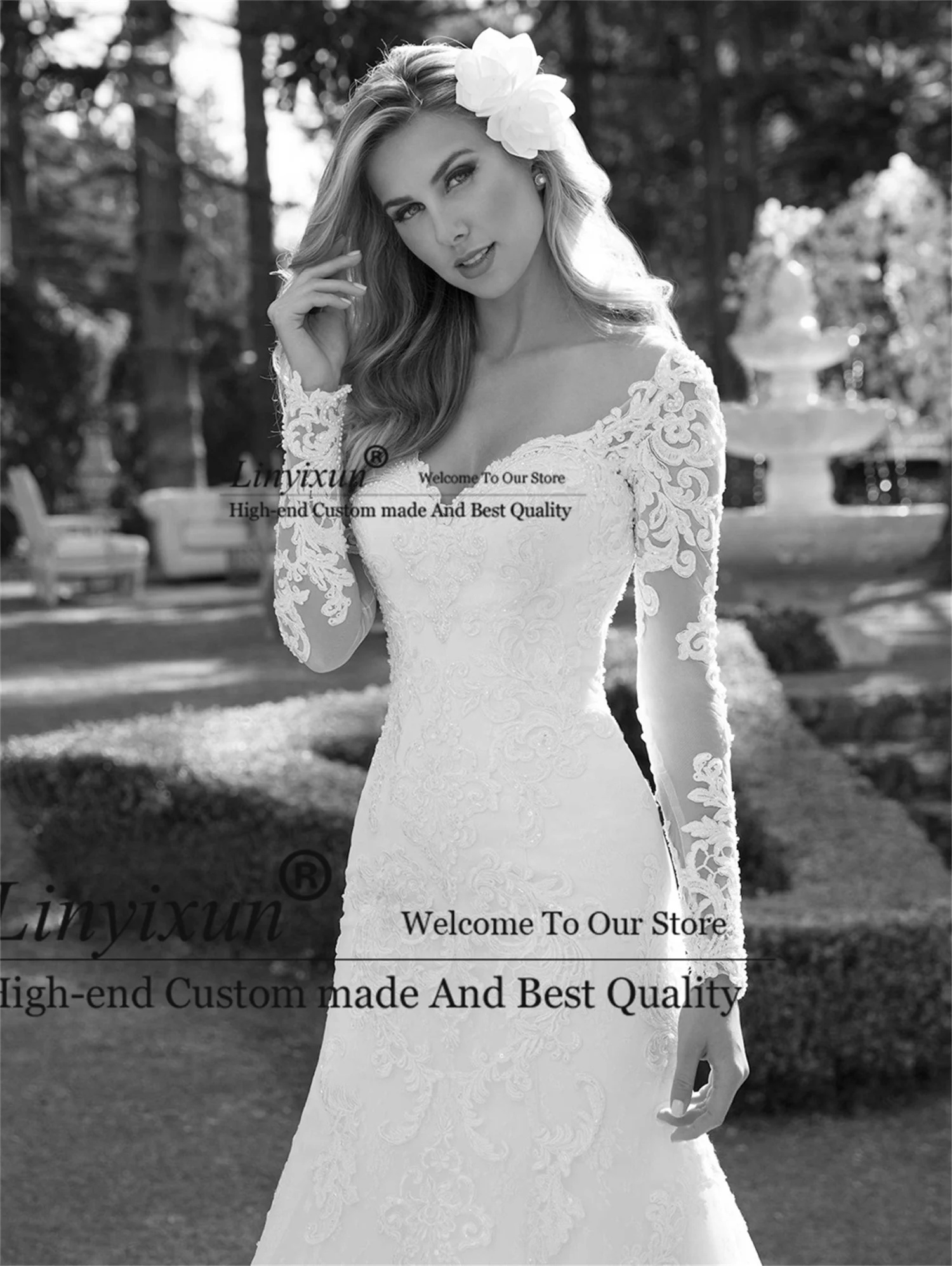 

Сексуальные свадебные платья-русалки 2022, женское кружевное платье из тюля с длинным рукавом, официальное женское платье со шлейфом