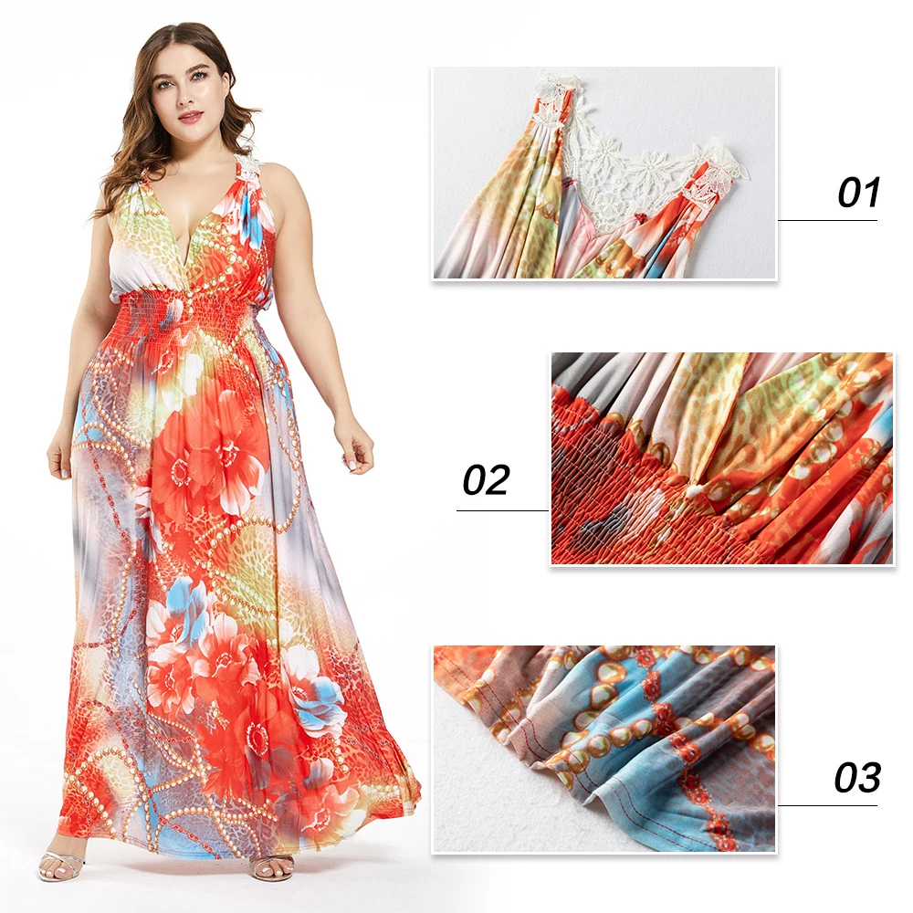 Vestidos De Verano 2020 размера плюс для женщин богемное пляжное длинное платье на бретелях
