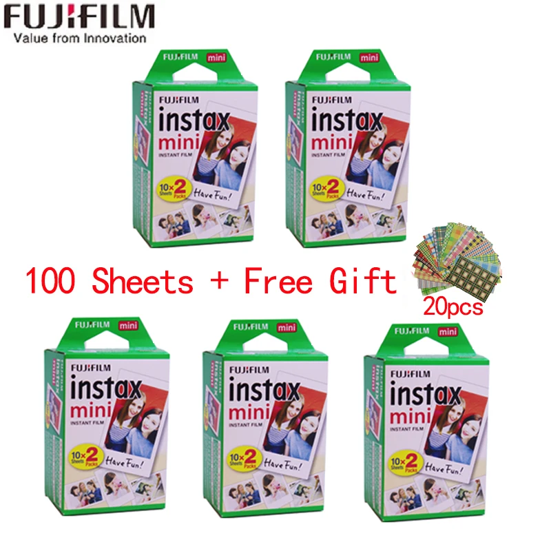 10-100 листов Fuji Fujifilm instax mini 9 8 белых краев пленки цветные Fims для instax instant camera mini 8 9 7 s фотобумага - Цвет: white 100 Sheets