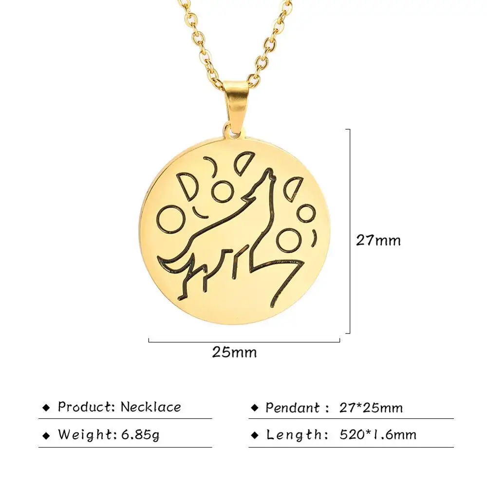 Style2 gold Skyrim одинокий вой волк животное кулон ожерелье мужчины женщины Амулет из нержавеющей стали Начальная Регулируемая цепочка ожерелье s ювелирные изделия подарок - Окраска металла: Style2 gold