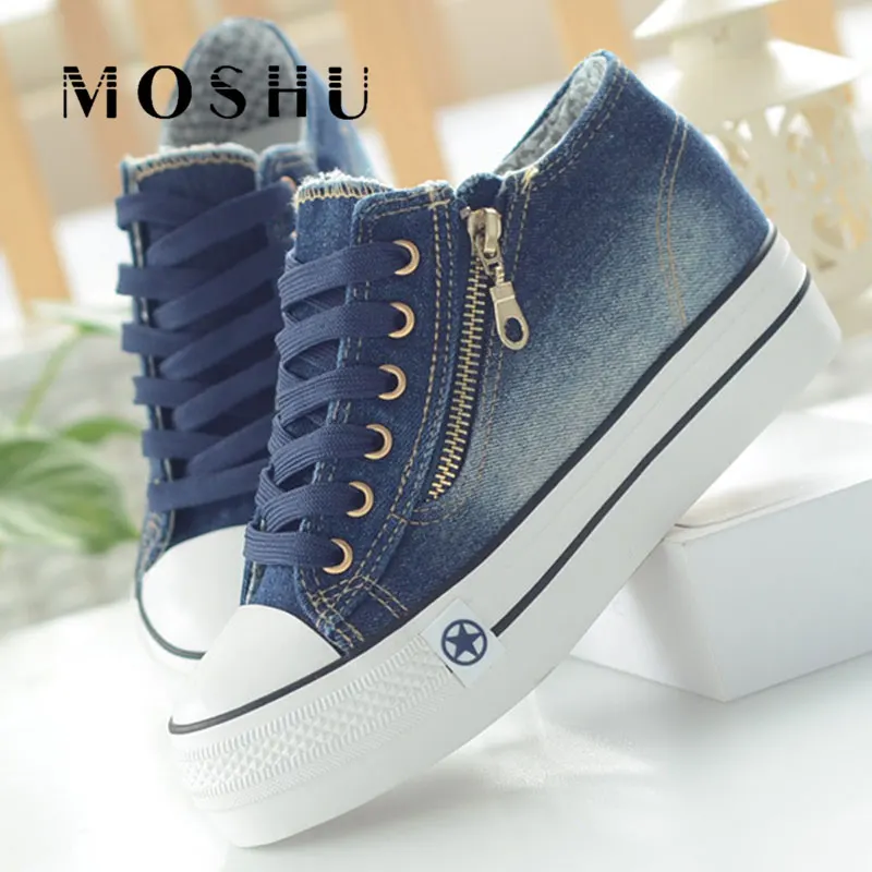 Comprar Moda Mujer Zapatillas Casual Vulcanize Tenis Femenino cómodos Zapatos de Mujer de lona Lace Up zapatillas Mujer 2019