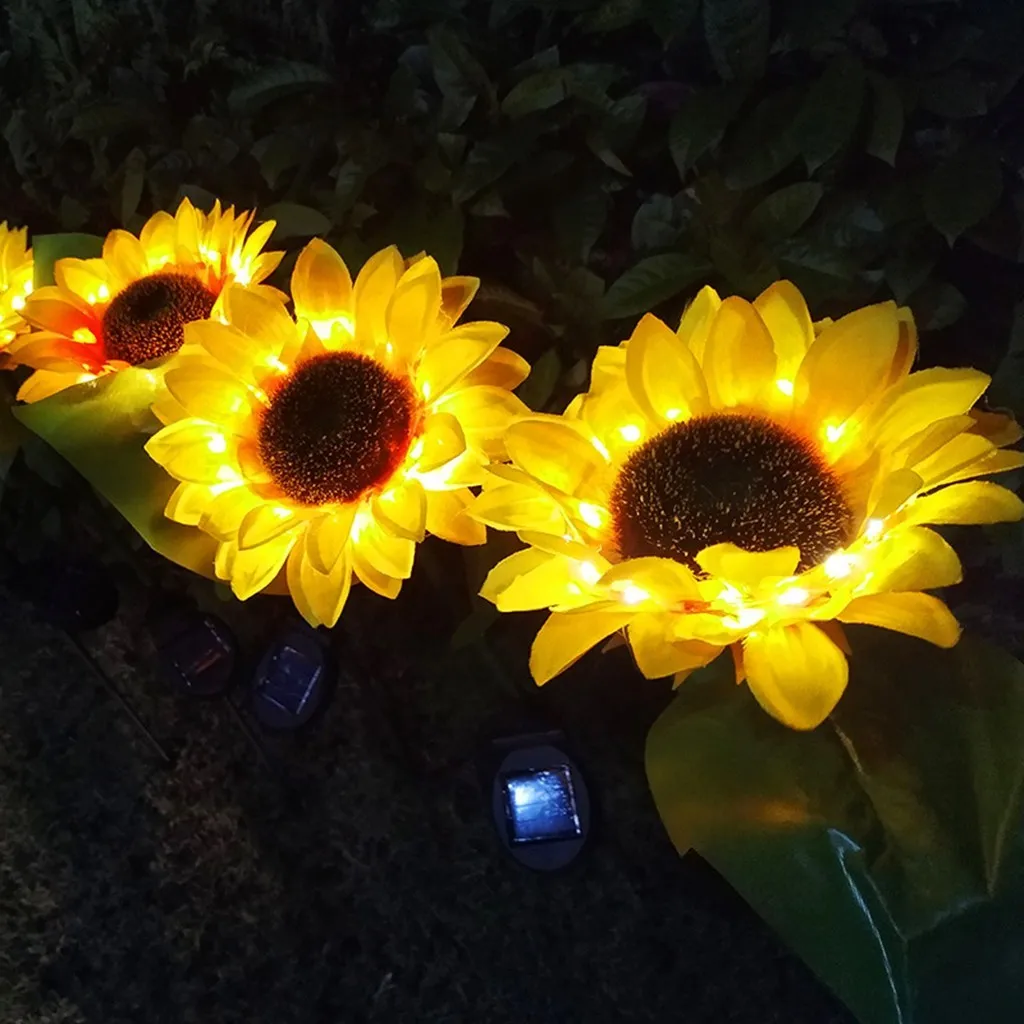 Led Lawn Lamps Outdoor Solar Lights Sumflower Garden Yard Landscape Waterproof Courtyard Decoration Light | Освещение