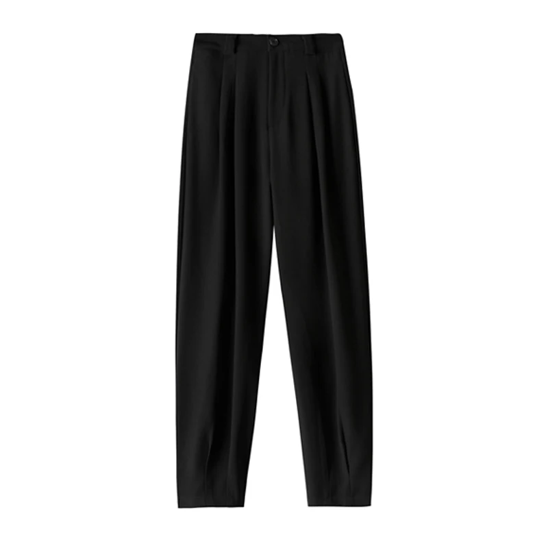 BGTEEVER Casual High Waist Harem Pants Women Solid Loose Ankle-length Female Pants OL Elegant Trousers Femme pantalon - Color: black