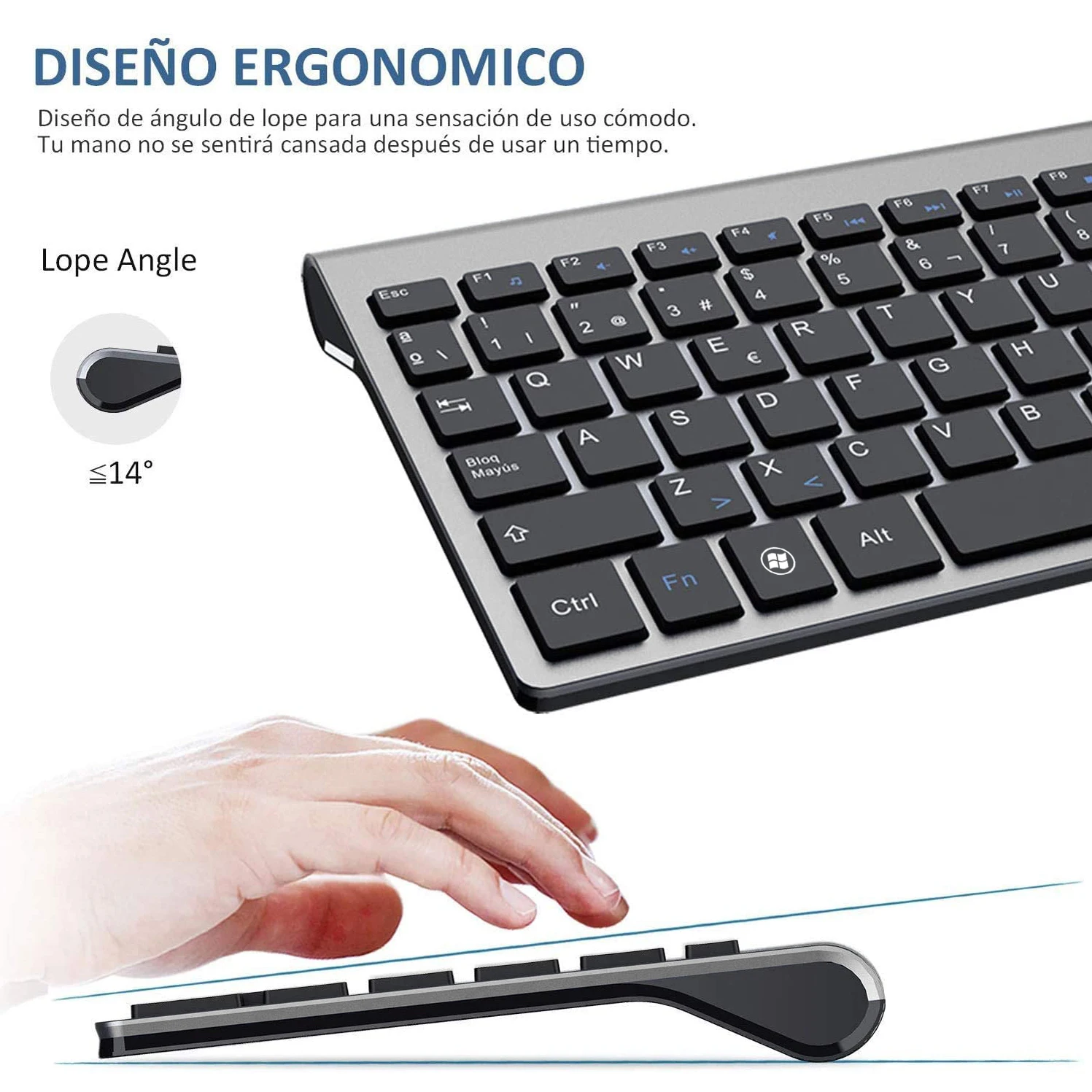 fino combo 2.4g silencioso compacto teclado scissor