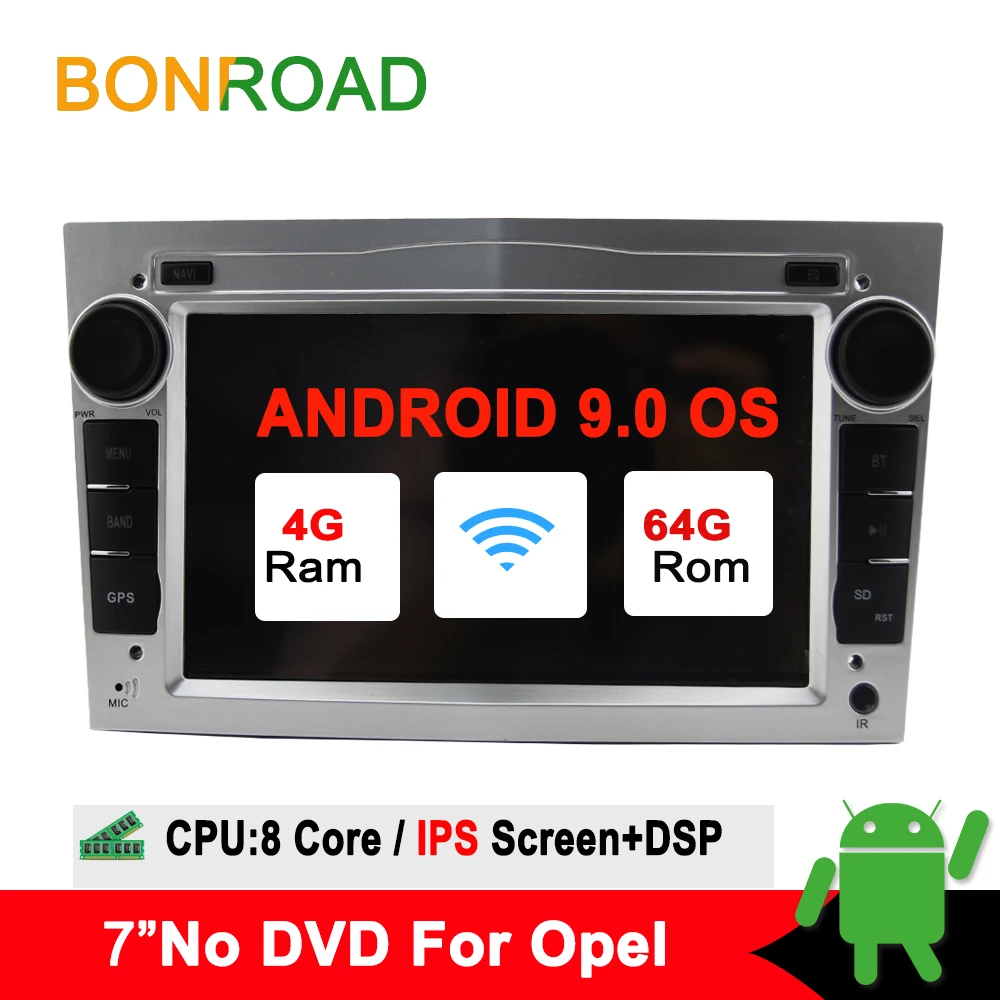 Bonroad 2DIN Android 10,0 Автомобильный мультимедийный плеер для Opel Astra Vectra Antara Zafira Corsa радио gps навигация RAM2G(без dvd - Цвет: Silver Ram4G Rom64G