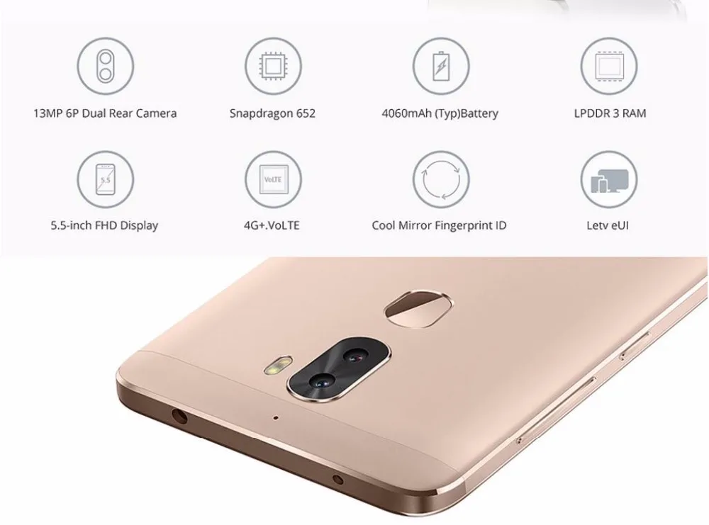 Original Letv LeEco Cool 1 4G LTE Mobile Phone Snapdragon 652 Android 6.0 5.5" 1920x1080 4GB RAM 32GB ROM Fingerprint 13.0MP