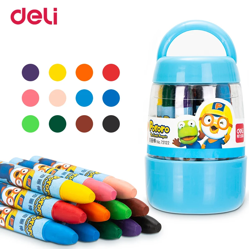 Deli Pororo 12/18/24/36 Colors Per Box Oil Pastel Wax Crayon for kids Child Safety Non-toxic Art School Supplies |