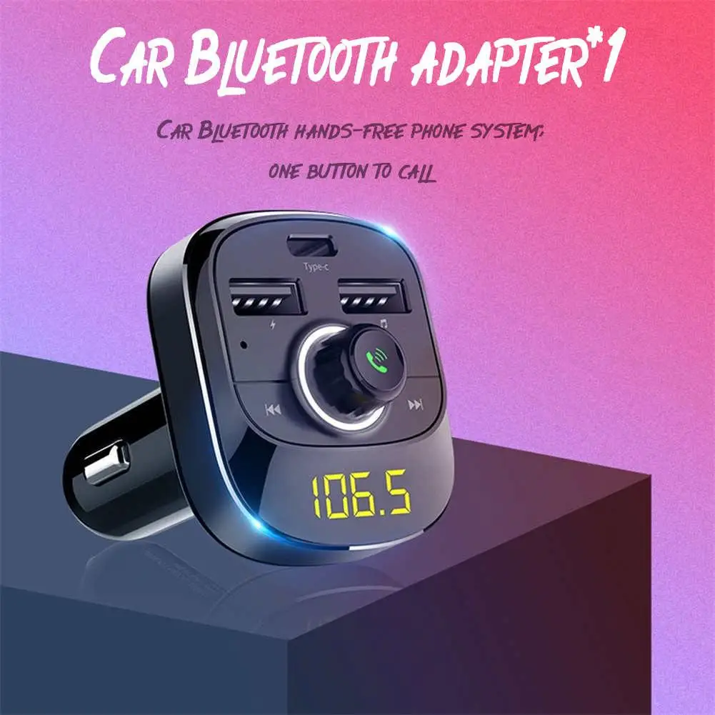 Многофункциональный Автомобильный MP3-плеер fm-передатчик Bluetooth комплект Hands-Free 3.1A двойной USB автомобильный тип-c Зарядка Поддержка TF карта U диск