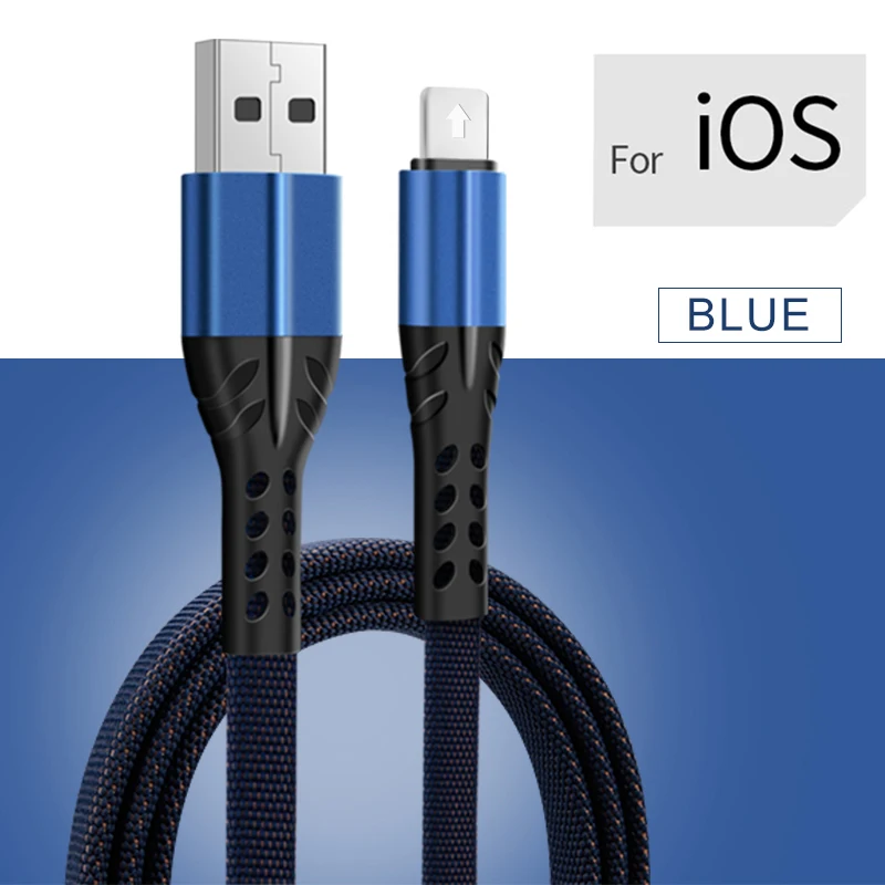 2M 1M 3.5A кабель для быстрой зарядки для IOS type C Micro USB Android кабели type-C линия передачи данных для iPhone провод шнур - Цвет: Blue For iPhone