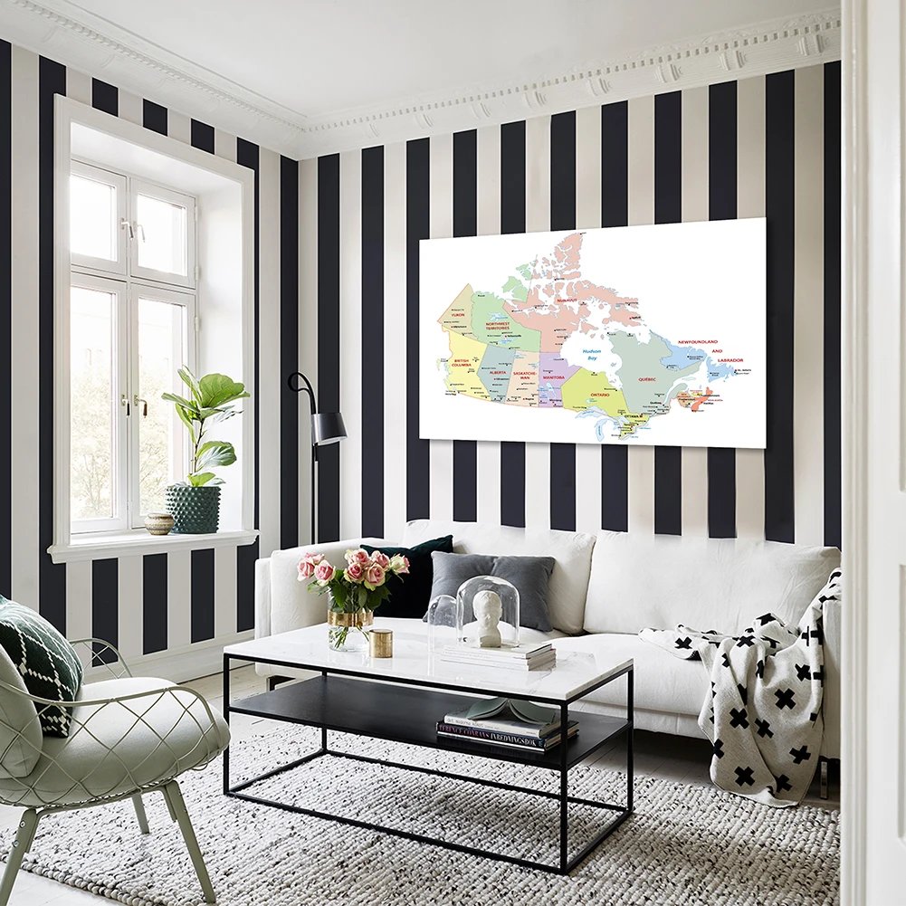 150*100 cm The Canada Political Map In French Large Wall Poster Non-woven Canvas Painting Classroom Home Decor School Supplies