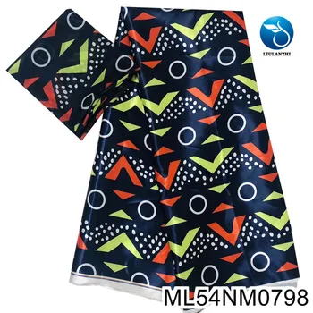 

LIULANZHI print satin chiffon fabric 4+2 yards new arrival african satin silk wax fabric sewing dress tissu ML54NM0793-800