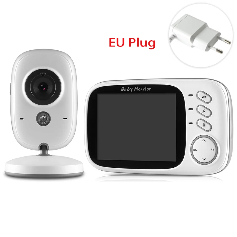 EU Plug Видео Видеоняни и радионяни с Камера 3,2 дюймов ЖК-дисплей Экран Беспроводной Детский фотоаппарат Ночное видение 2-Way Talk Температура мониторинга колыбельных - Цвет: EU Plug