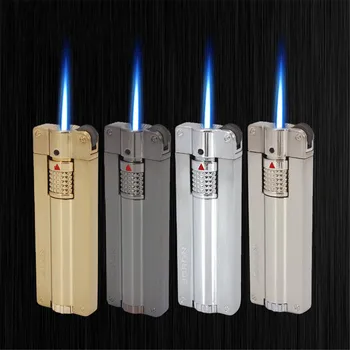 

Grinding Wheel Compact Butane Jet Lighter Gas Blue Torch Turbo Lighter Windproof All Metal Cigar Flame Lighter 1300 C Fixed fire