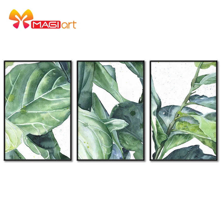 Cross stitch kits Embroidery needlework sets 11CT water soluble canvas patterns 14CT Floral style Banana leaf-NCMF215 |