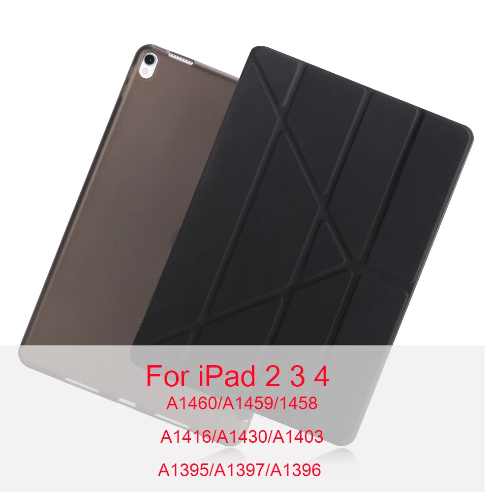 Плоский кронштейн кожаный чехол для Apple iPad 6 5 4 3 2 Air 1 2 чехол для iPad Air1 Air2 складной чехол PU защитный чехол - Цвет: Black