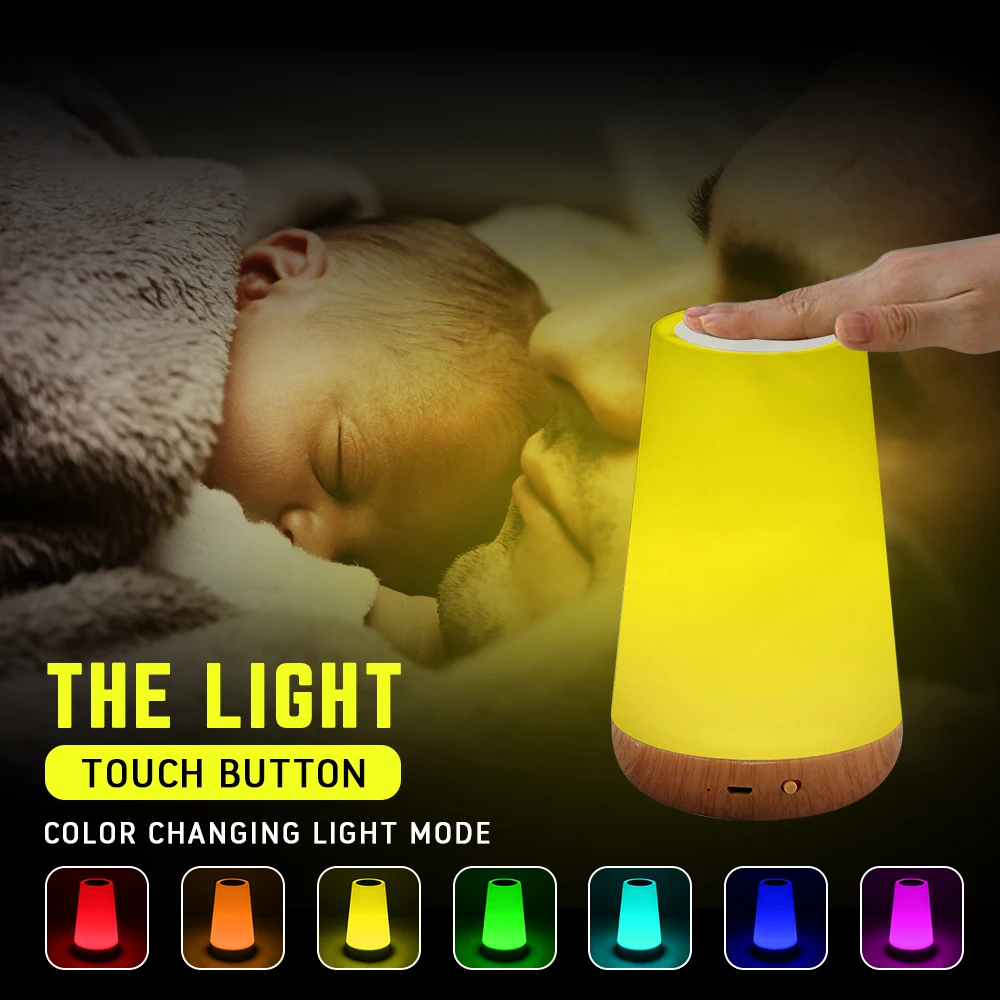 

Rechargeable Smart LED Touch Control Night Light Induction Dimmer Intelligent Bedside Lamp Dimmable RGB Color Table Nursing Lamp