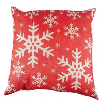 

Beautiful Shadow Various Snowflakes Red Creative Wooden Texture Background Merry Christmas Gifts Cotton Linen Throw Pillow Case