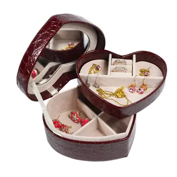 

Creative Jewelry Storage Box Heart-shaped Jewelry Box Wedding Jewelry Boxes Crocodile Pattern Leather Desktop Organizer Tools