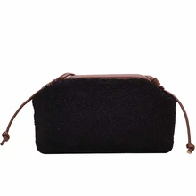 IVog Новое поступление повседневные женские маленькие меховые черные геометрические сумки-мессенджеры через плечо ручные сумки для женщин