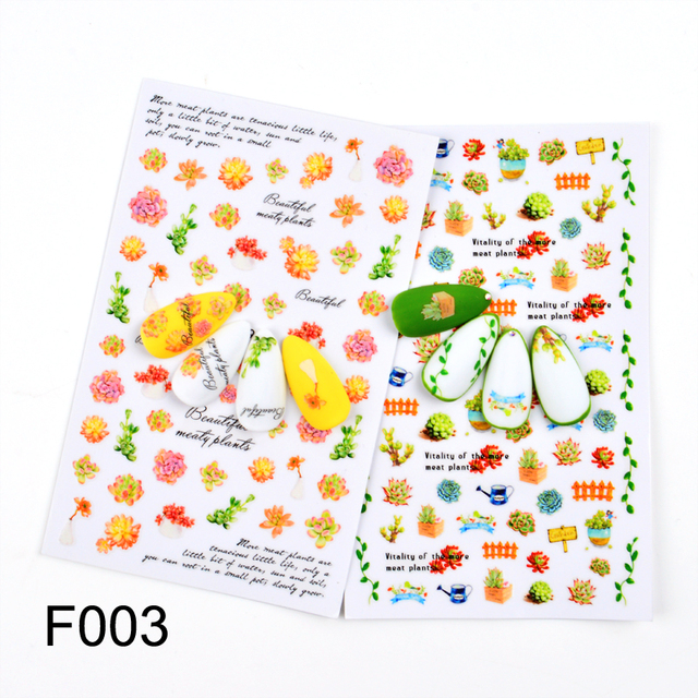 Nail Flower Letter Leaf Beauty Slider Bloom Colorful Plant Pattern 3D Manicure Sticker