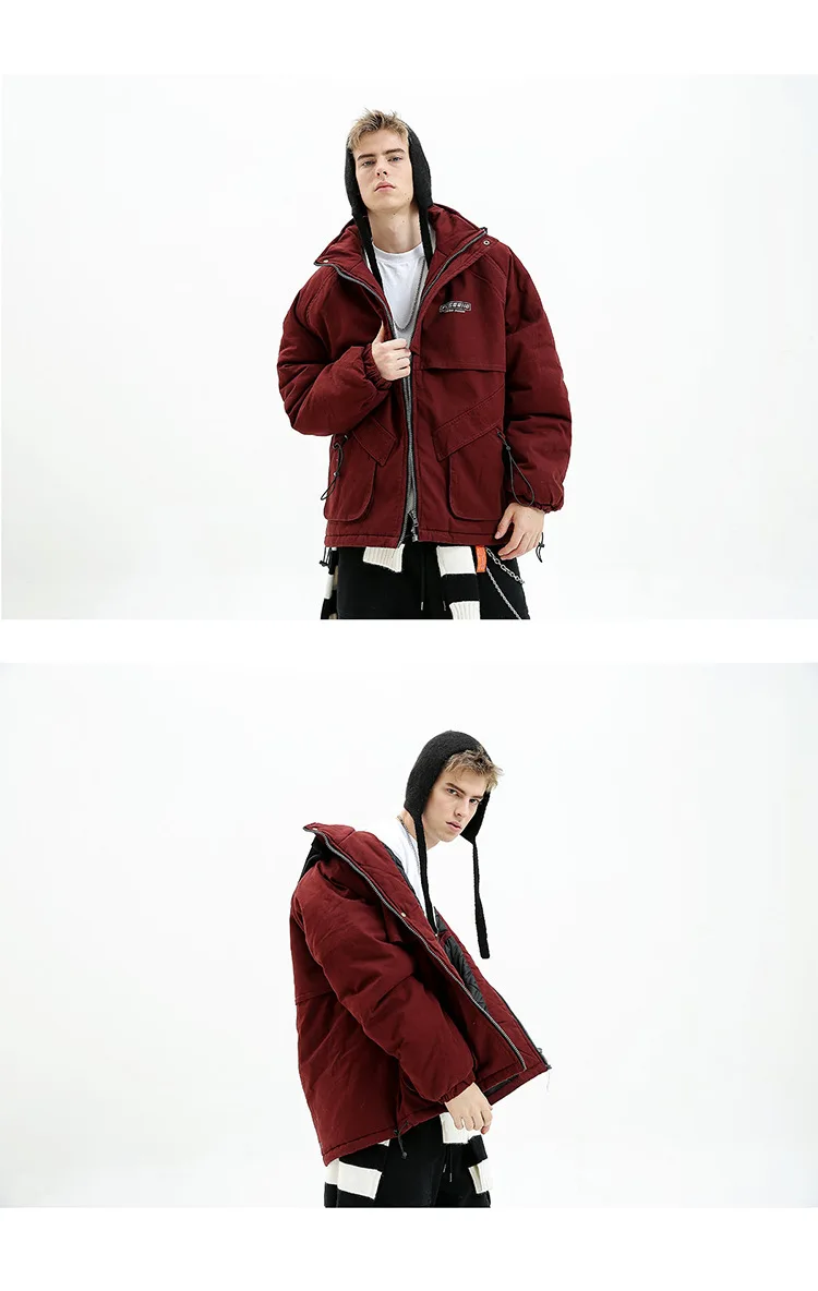 Nanxia Qiaozhuang Winter New Style Mixed Colors Hat Loose-Fit Stereo Pocket Cotton Coat Japanese-style Retro Fake Two-Piece Cott