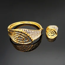 Браслеты/кольцо для женщин позолоченные ювелирные украшения наборы ювелирных изделий Модные женские bangel Кольцо дизайн горный хрусталь браслет