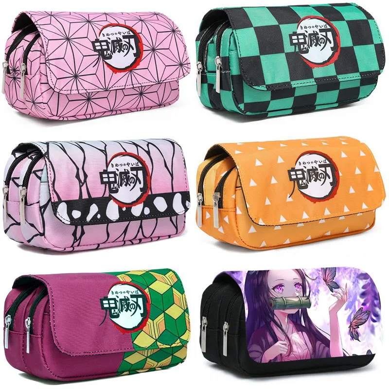 1Pcs Anime Demon Slayer Kimetsu No Yaiba Pencil Case Zipper Student Stationery Wallet Storage Bag School Season Gift