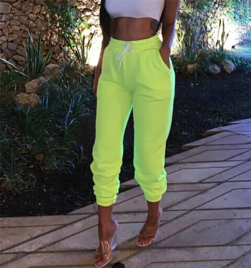 Women Sweatpants High Waist Casual Loose Stretch Pants Drawstring Long Pants Trousers Solid Gray