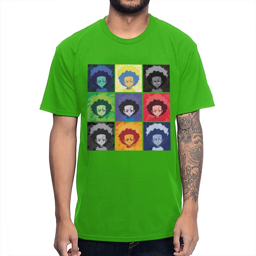 Мягкий тонкий Craig Smokey Boondocks Huey футболка для мужчин Ретро стиль милый Классический круглый вырез Homme футболка - Цвет: Зеленый