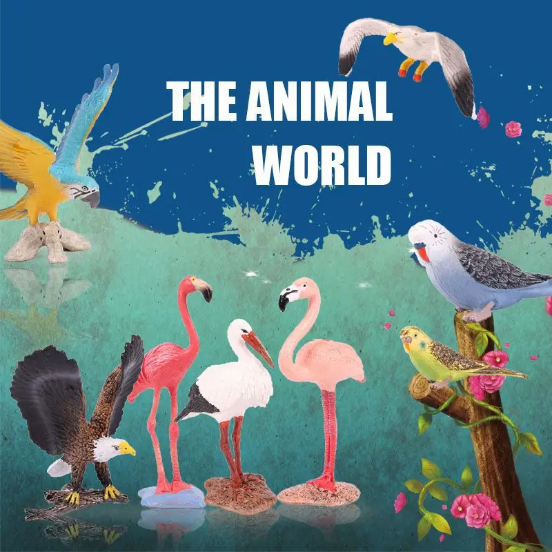 Детская имитация диких птиц модель животного, расправляющая подставка, деревянный Макау твердая Модель сбора подарков Модель игрушки
