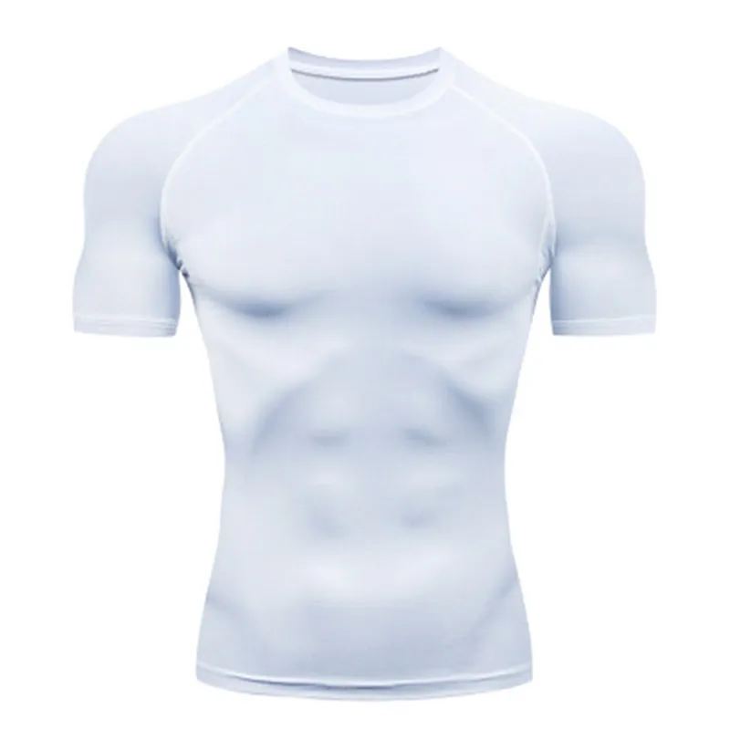 Мужская компрессионная футболка Рашгард, футболка для спортзала, фитнеса, Спортивная футболка для бега, облегающая футболка с коротким рукавом для тренировок, тренировочная футболка
