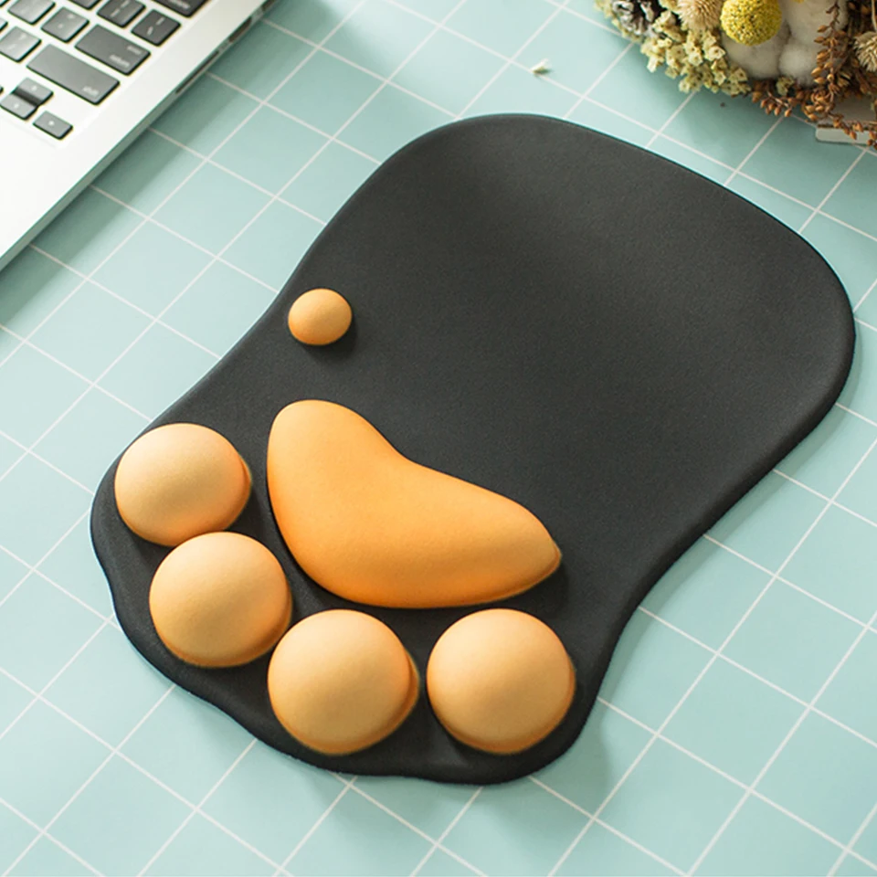 Cute 3D Cat Claw Mouse Pad Soft Silicone Silk Mouse Mat Kawaii Memory