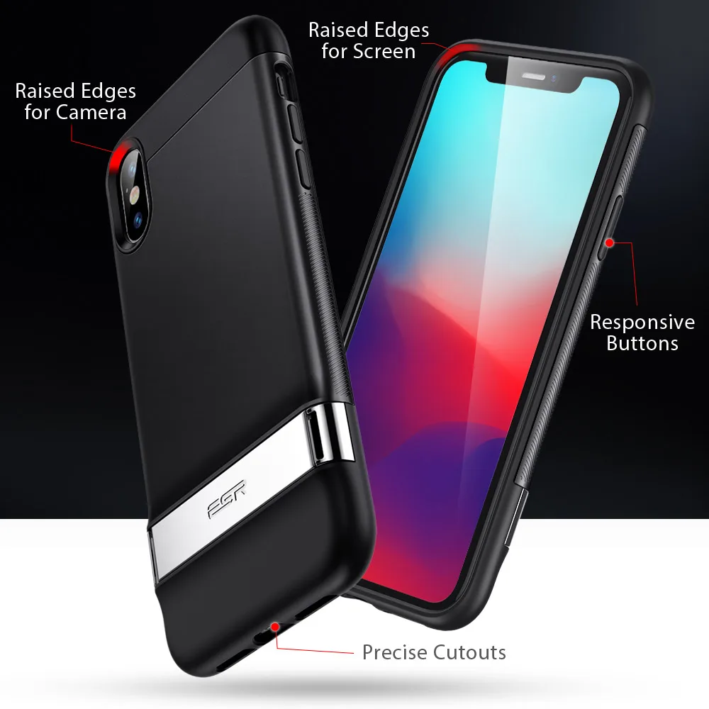Чехол ESR для iPhone XR X XS Max SE2 8 7 Plus металлический чехол с подставкой вертикальный