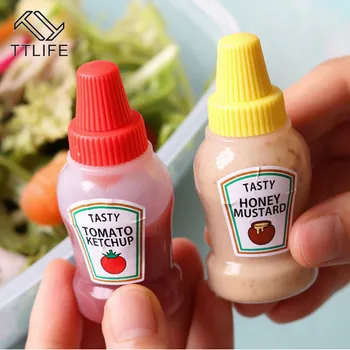 

2pcs/set 25ML Mini Tomato Ketchup Bottle Portable Small Sauce Container Salad Dressing Container Pantry Containers for Bento Box