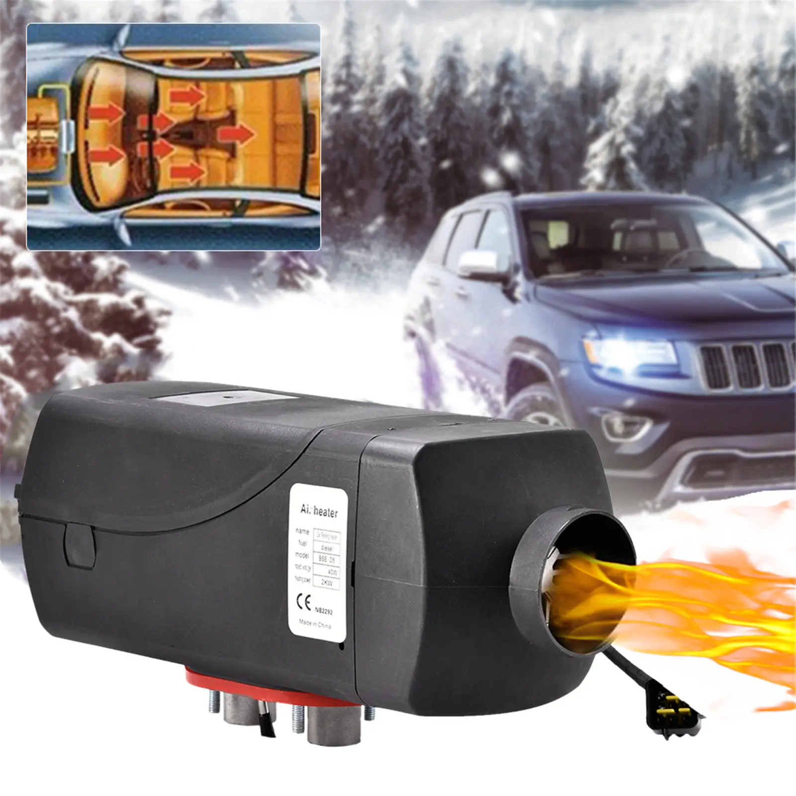 Low Noise Car Heater 2KW 12V/Air Heater With LCD Remote Control Integrated Parking RV Truck Boat