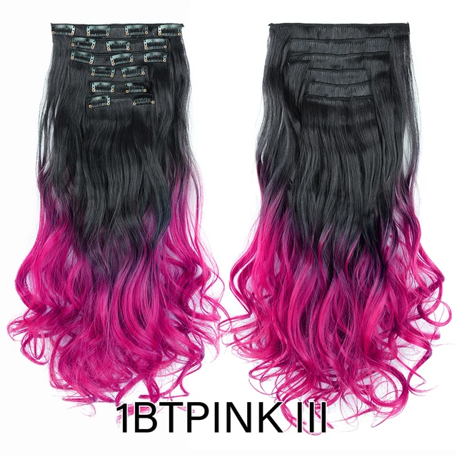 Leeons 16 colors 16 clips Long Straight Synthetic Hair Extensions Clips in High Temperature Fiber Black Brown Hairpiece 33J#