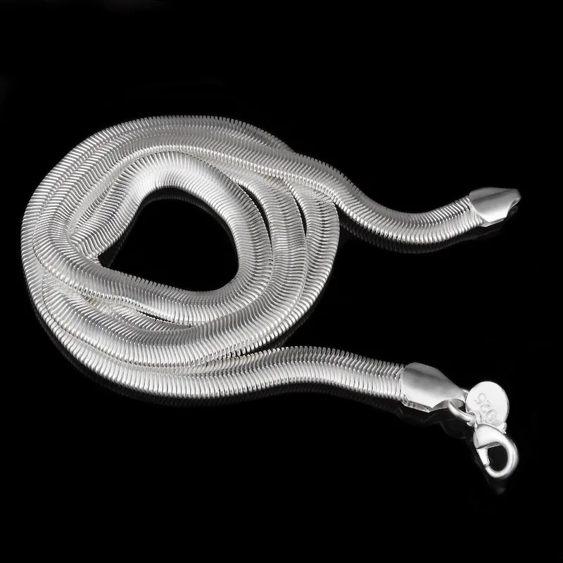 

New Fashion Silver Gold Necklace For Men Hip Hop Flat Snake Chain Necklaces Trendy Long Chain Women Jewelry