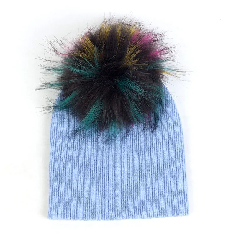 Light Blue23 Geebro новорожденных девочек мальчиков kullies Beanies Зимние теплые ушные Hairball детская шапка для малышей с помпонами кепки унисекс DK942 - Цвет: Light Blue23