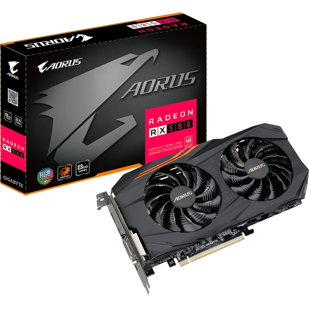 Видеокарта Gigabyte AORUS AMD Radeon RX 580 1380MHz 8192MB 8000MHz 256 bit RTL [GV-RX580AORUS-8GD]
