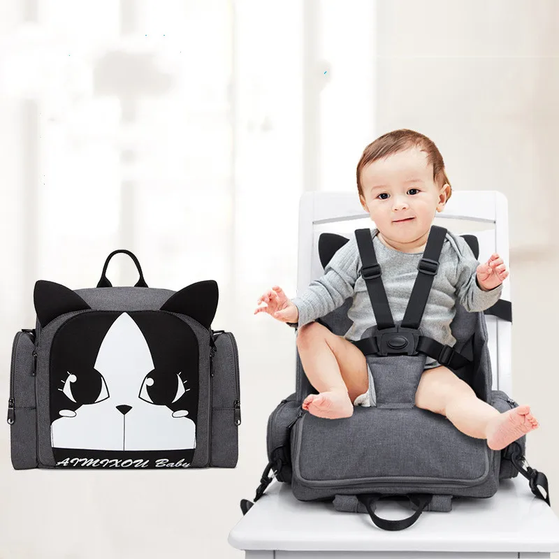 

Cute Animal Backpack Type Portable Baby Feeding High chair Foldable Travel Infant Table Chair Booster Seat Baby Diaper Bag