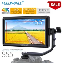 FEELWORLD S55 5.5 inch DSLR Camera Monitor 4K HDMI LCD IPS HD 1280x720 Display Field Monitor 8.4V DC Output for Nikon Sony Canon