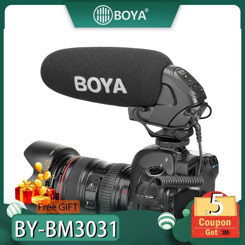 BOYA BY-BM3031 Microphone Supercardioid Condenser Interview Capacitive Mic Camera Video for Canon Nikon Sony DSLR Camcorder | Электроника
