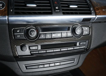 

For BMW X5 E70, X6 E71 Carbon Style Air Conditioner Music Player Middle Console Switch Buttons Frame Cover Trim Car styling