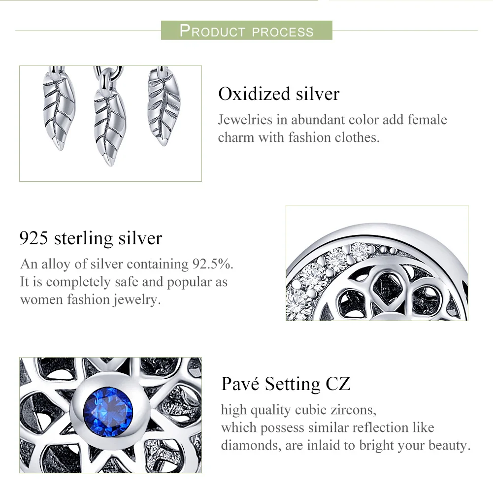 WOSTU Настоящее 925 пробы серебро Ловец снов талисманы подходят браслет ожерелье со свисающими бусинами для изготовления ювелирных изделий
