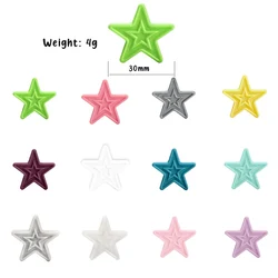 Cuentas de silicona de estrella para dentición de bebé, cadena para chupete, accesorios seguros para mascar de grado alimenticio, sin BPA, 30x30mm, 20 unids/lote