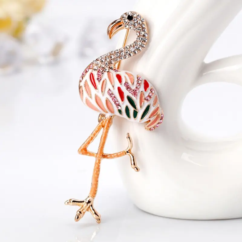 Cute Enamel Flamingo Brooches Unisex Women And Men Brooch Pin Bird Animal Broches Fashion Dress Coat Accessories