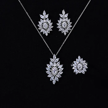 

Jewelry Sets HADIYANA Trendy Wedding Party Adjustable Necklace Bridal Luxury Jewelry Sets CN1312 Parure Bijoux Femme Mariage